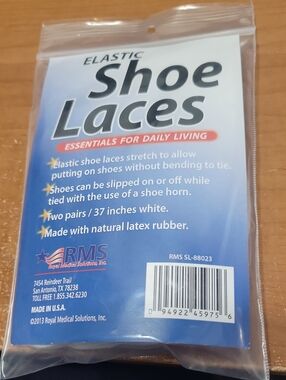 Elastic Shoe Laces - White (2 Pairs)